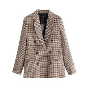 Double breasted plaid blazer